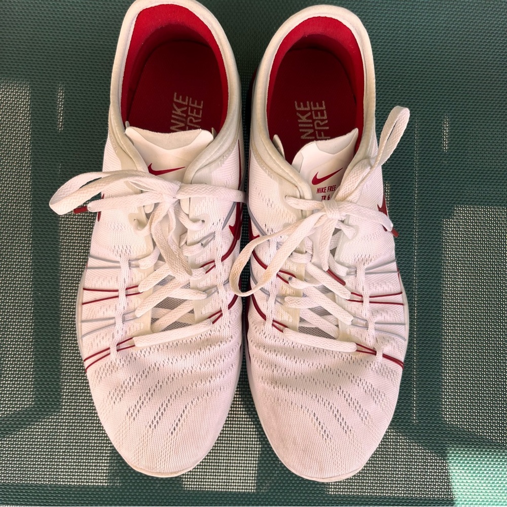 Nike White and Red Athletic Shoes
